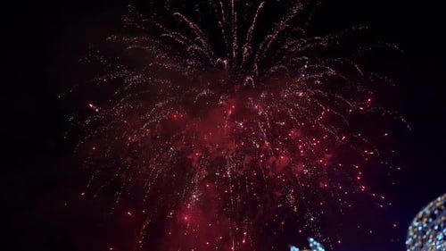 Spectacular Fireworks Exploding in Night Sky