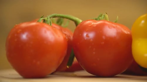 Fresh Tomatoes and Vegetables Close Up Still Life
