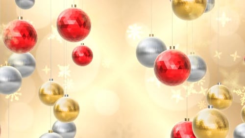 Elegant Christmas Ornaments and Snowflakes Festive Background Loop