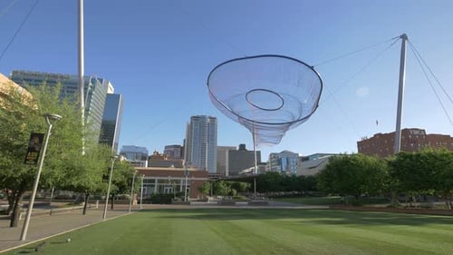 Park with a modern sculpture