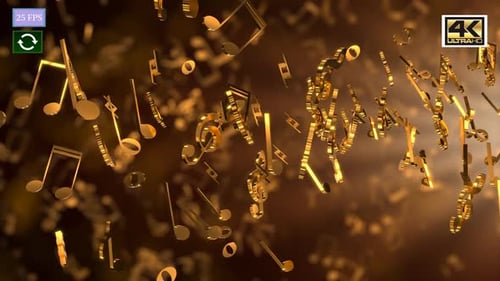 Golden Music Notes Floating Animated Background Loop