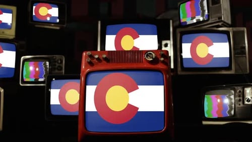 Vintage Televisions Displaying Colorado State Flag