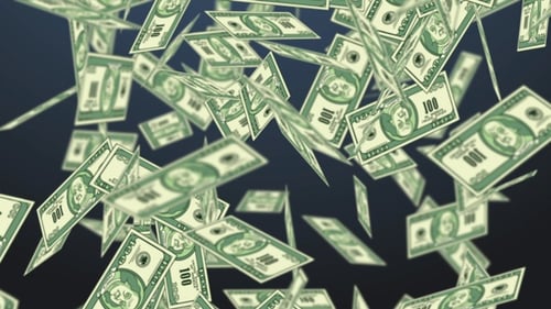 Animated Raining One Hundred Dollar Bills