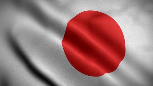 Seamless Loop Realistic Waving Japanese Flag Animation