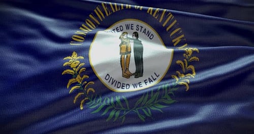Kentucky State Flag Waving with Realistic Fabric Texture