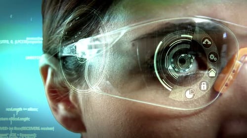 Futuristic Augmented Reality Glasses Showing Data