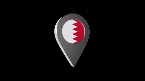 3D Rotating Map Pin with Bahrain Flag Animation