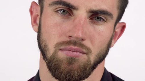 Close Up of Bearded Young Adult Man's Face