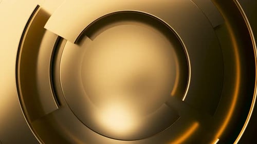 Luxurious Golden Concentric Rings Rotating Motion Background