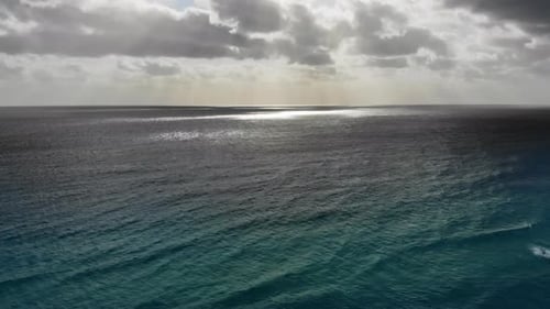 Aerial Top View of Beautiful Beach Panorama View Perfect Turquoise Ocean Water at Seaside with Waves
