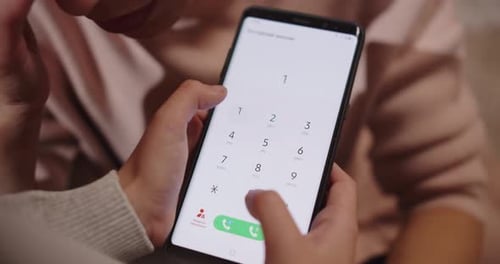 Dialing Numbers on Smartphone in Close Up Shot