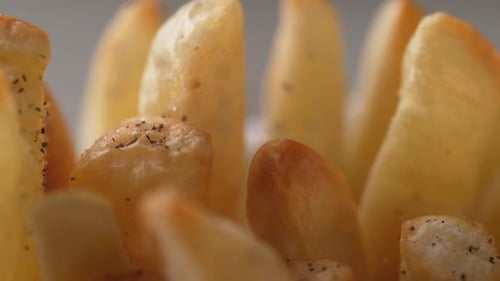 Macro Shot of Freshly Cooked French Fries