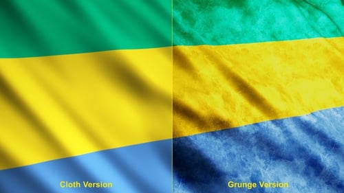 Waving Gabon Flag with Clean and Grunge Styles