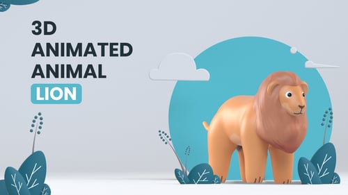 Cute 3D Animated Lion Standing Loop