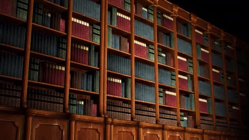 Classic Library Bookshelf Wall Background Animation Loop