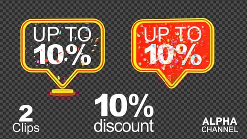 Up To 10 Percent Sale Speech Bubble with Confetti Animation