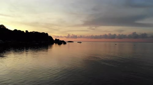 Beautiful from high view of sunset around sea