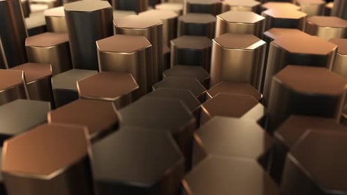 Dynamic Metallic Hexagon Pillars Motion Background Loop