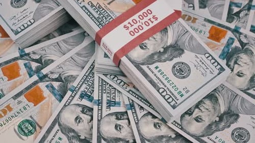 Stacks of New One Hundred Dollar Bills Close Up
