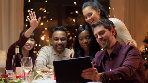 Friends Connecting Virtually over Holiday Video Call
