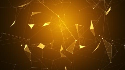 Golden Abstract Plexus Network Loop Background