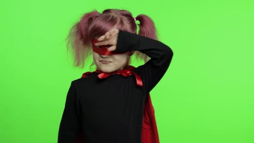 Girl Dressed Up As A Little Superhero