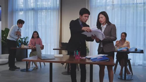 Manager or executive angry employee with working mistake and failure at office.