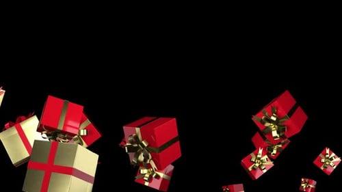 Falling Red and Gold 3D Gift Boxes Holiday Animation