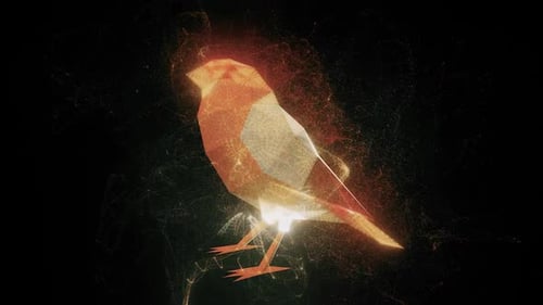 Futuristic Geometric Bird Animation with Abstract Particles