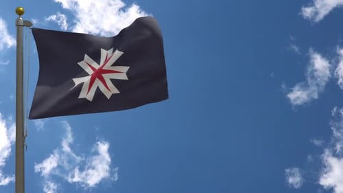 Waving Flag with Abstract Geometric Star Symbol