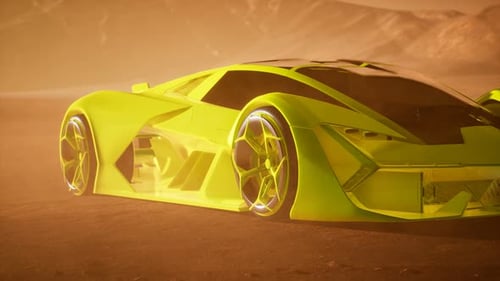 Supercar at Sunset in Desert
