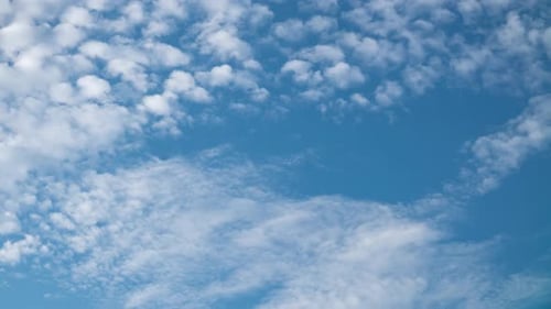 Fluffy White Clouds Moving Fast in Time-lapse. Daylight, Cloudy Heaven Background. Timelapse of