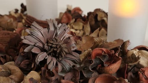 Dried Potpourri with Candles for Home Decoration
