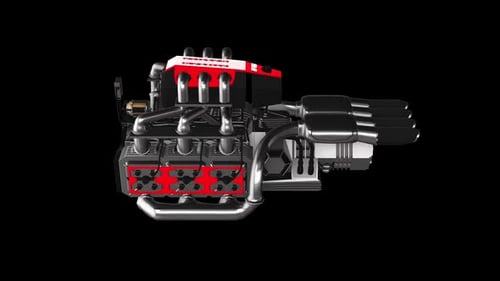 3D Rendered V8 Engine Rotating Animation