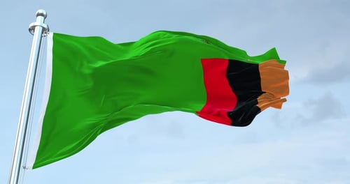 Zambia Flag Waving Realistic Animation Loop