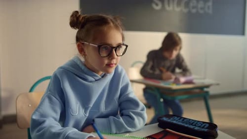 Pupil Sitting at School Desk