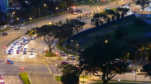 Time lapse evening traffic in Singapore