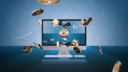 05 - 1 Fond de crypto-monnaie avec écran d'ordinateur 4K