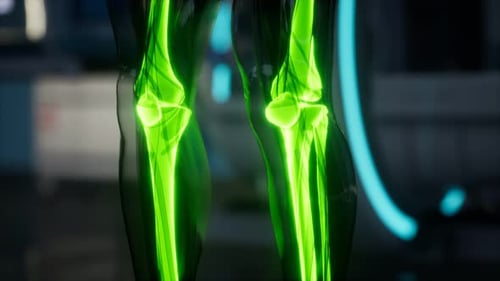 Futuristic Glowing Human Skeleton Anatomy Medical Scan