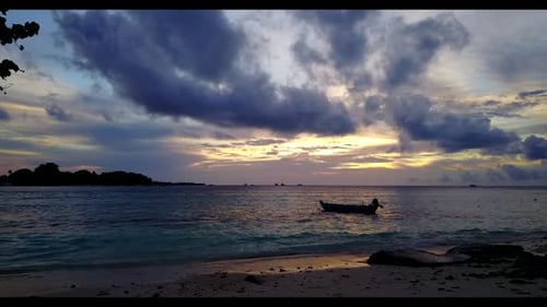 Aerial drone view seascape of luxury coast beach time by turquoise water with white sandy background