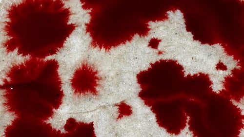 Deep Red Ink Spreads Across Textured Surface