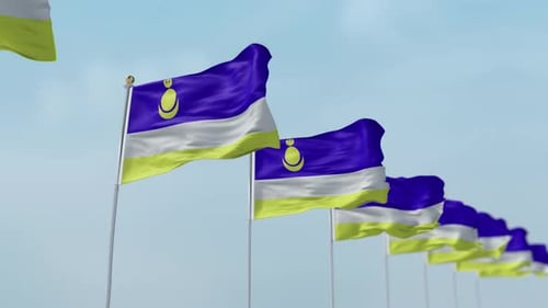 Multiple Flags Waving in the Wind
