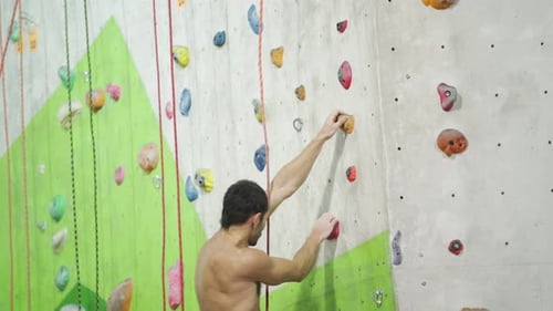 Man practicing rock-climbing