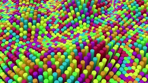 Vibrant Geometric Cylinders Waving Seamless Loop Animation