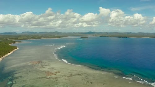 Siargao Island and Ocean, Aerial View