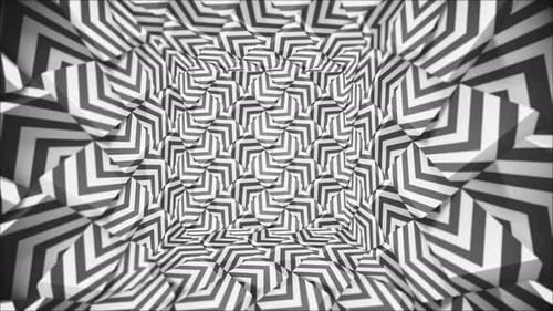 Hypnotic Black and White Geometric Optical Tunnel Loop