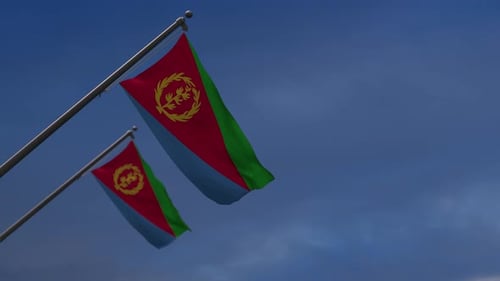 Drapeaux de l'Érythrée dans le ciel bleu - 4K