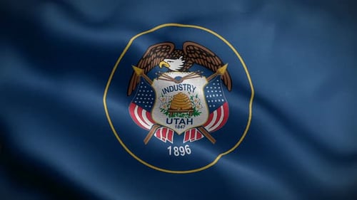 Realistic Waving Flag of Utah State