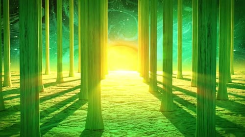 Sunset Through Green Forest - Loop