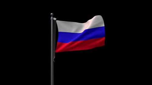 Realistic Russian Flag Waving Animation on Flagpole